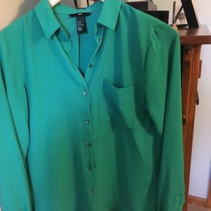 Jade green button-up blouse